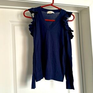 Michael Kors open shoulder sweater with ruffles, size XS